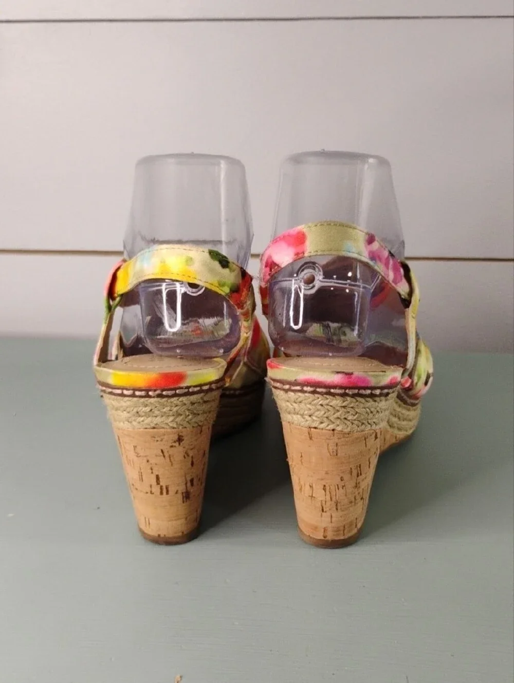 Naturalizer Multicolor Floral Cork Wedge Sandals